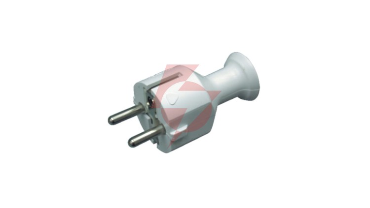 Wtyczka prosta 16A z/u Uni-Schuko 250V biała WT-40