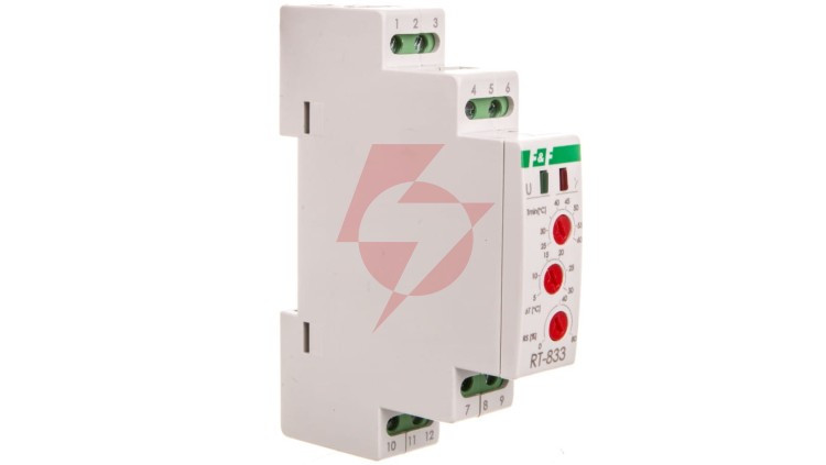 Regulator temperatury z regulacją wentylatora 12-24V DC na szynę RT-833