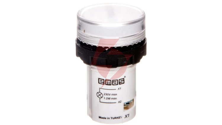 Lampka sygnalizacyjna MB z LED, monoblok, 230V AC, płaski klosz, biała T0-MBSD220B