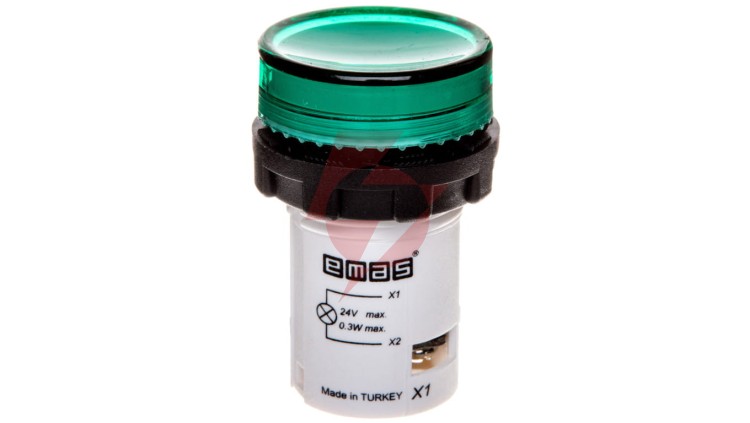 Lampka sygnalizacyjna MB z LED, monoblok, 24V AC/DC, płaski klosz, zielona T0-MBSD024Y