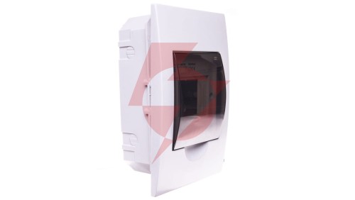Rozdzielnica modułowa tworzywo 1x4 podtynkowa IP40 IK06 N+PE II klasa drzwi transparentne szare DB104F 1X4P/FMD biały 3840