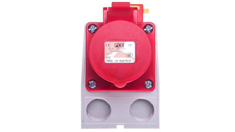 Gniazdo KOMBI z rozłącznikiem 0-1 M25 16A 4P 400V czerwone IP44 914-6w