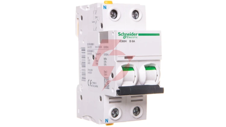 Wyłącznik nadprądowy 1P+N B 6A 10kA AC iC60H-B6-1N Acti9 A9F06606