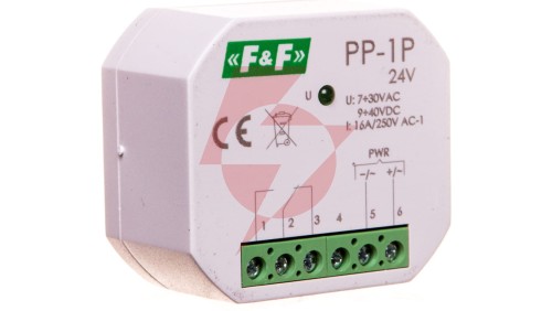 Przekaźnik elektromagnetyczny 1P 16A 7-30V AC/9-40V DC PP-1P-24V