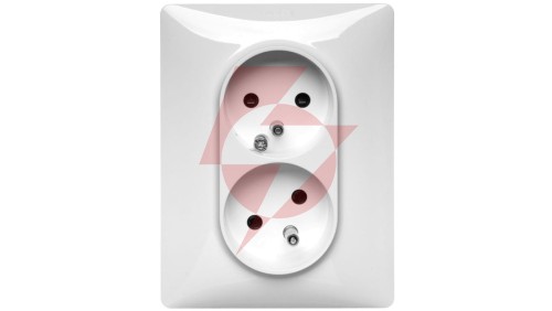 VALENA LIFE Gniazdo podwójne z/u z przesłonami /monoblok/ białe 753186
