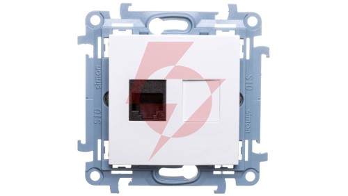 Simon 10 Gniazdo komputerowe pojedyncze RJ45 kat.6 biały C61.01/11