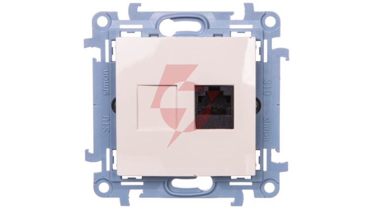 Simon 10 Gniazdo komputerowe pojedyncze RJ45 kat.6 kremowy C61.01/41