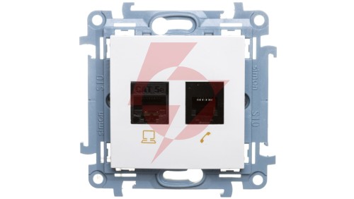 Simon 10 Gniazdo teleinformatyczne RJ45+RJ12 kat.5e białe C5T.01/11