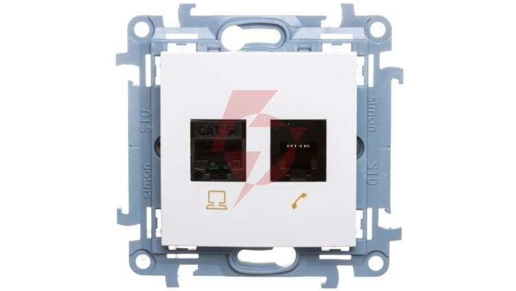 Simon 10 Gniazdo teleinformatyczne RJ45+RJ12 kat.5e białe C5T.01/11