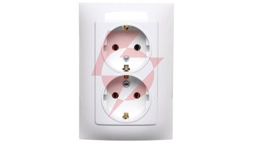 Simon 10 Gniazdo podwójne SCHUKO białe 16A 250V IP20 CGSZ2/11