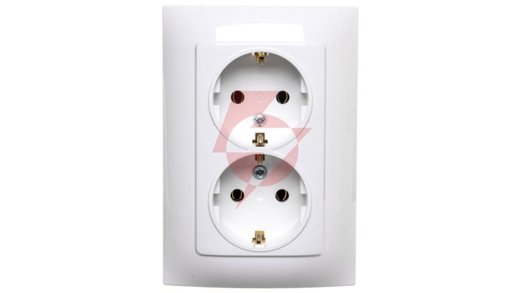 Simon 10 Gniazdo podwójne SCHUKO białe 16A 250V IP20 CGSZ2/11