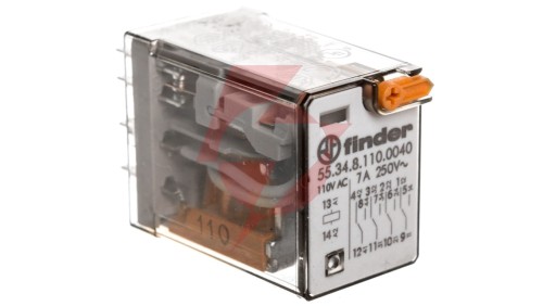 Przekaźnik przemysłowy 4P 7A 110V AC przycisk testujący mechaniczny wskaźnik zadziałania 55.34.8.110.0040