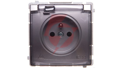 Simon Basic Gniazdo pojedyncze z/u bryzgoszczelne IP44 16A 250V srebrny mat BMGZ1B.01/43A