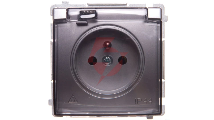 Simon Basic Gniazdo pojedyncze z/u bryzgoszczelne IP44 16A 250V srebrny mat BMGZ1B.01/43A