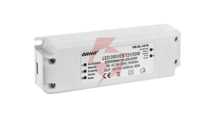 Zasilacz LED 12V DC 50W 4,2A IP20 OR-ZL-1616
