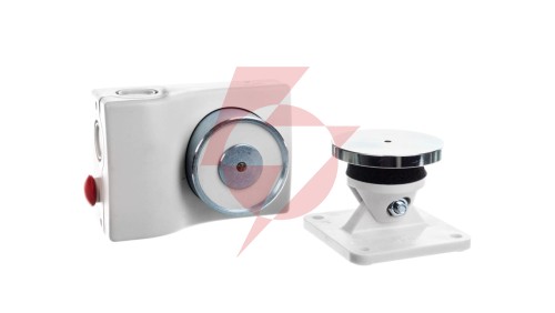 Elektrotrzymacz drzwiowy 24V DC 50kgf/490N biały, przekaźnik NC do kontroli statusu drzwi 13050-BSP 13050-BSP