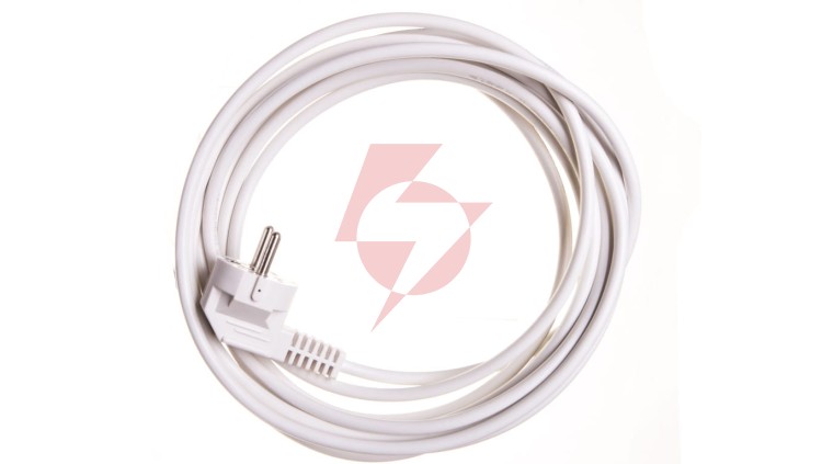 Przewód przyłączeniowy W-2 3x1,0 mm2 biały z wtyczką kątową 5m 51.929