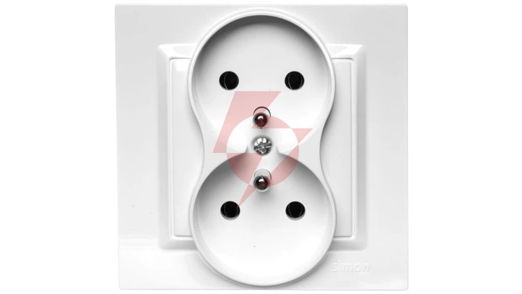 Simon 10 Gniazdo podwójne z/u MONOBLOCK 16A, 250V białe CGZ2/11