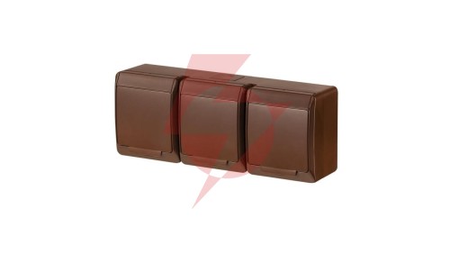 HERMES Gniazdo potrójne 3x2P+Z IP44 brązowy 0323-06