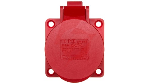 Gniazdo tablicowe 16A 5P 400V /70x70/ czerwone IP44 315-6