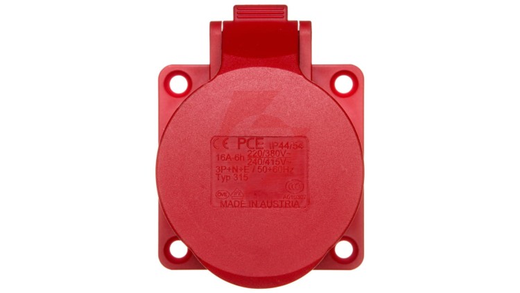 Gniazdo tablicowe 16A 5P 400V /70x70/ czerwone IP44 315-6