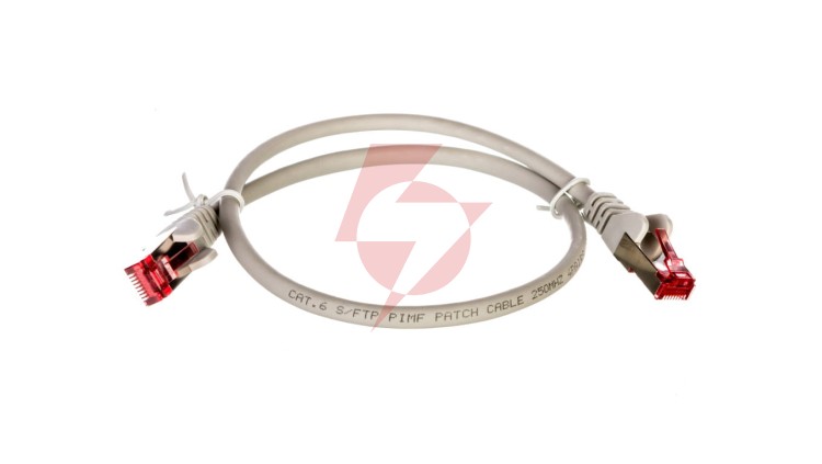 Kabel krosowy patchcord S/FTP (PiMF) kat.6 LSZH szary 0,5m 50885