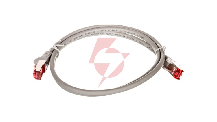 Kabel krosowy patchcord S/FTP (PiMF) kat.6 LSZH szary 1m 50886