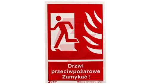 Samoprzylepna tabliczka ostrzegawcza /Drzwi przeciwpożarowe zamykać 150x205/ 29P/F1/FS