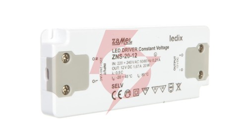 Zasilacz LED slim 12V DC 20W ZNS-20-12 LDX10000138