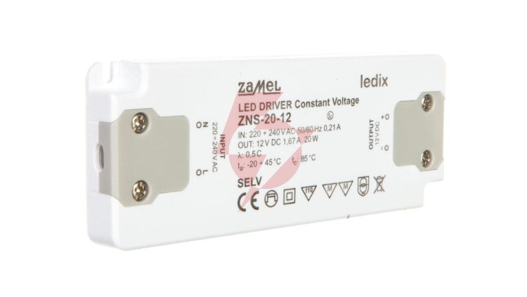 Zasilacz LED slim 12V DC 20W ZNS-20-12 LDX10000138