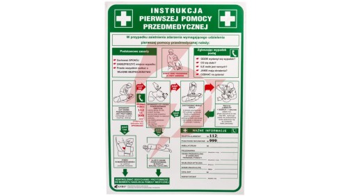 Tabliczka ostrzegawcza PCV /Instrukcja pierwszej pomocy przedmedycznej/ IB13/P