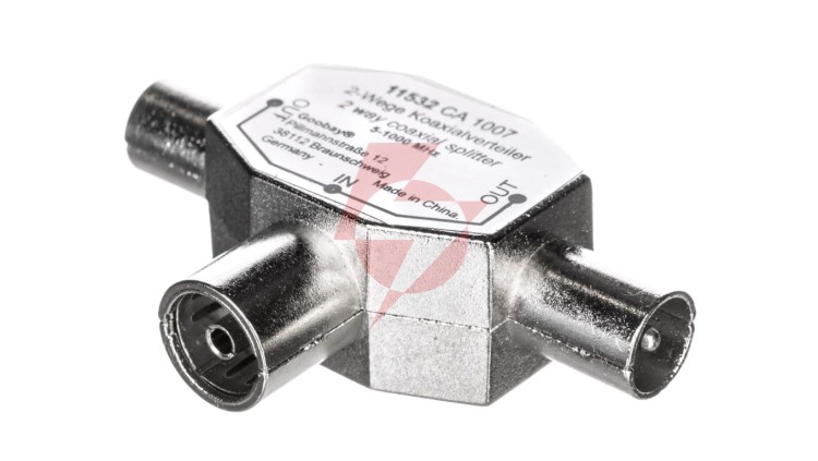 Rozdzielacz sygnału TV splitter 1x IEC żeński / 2x IEC męski 11532
