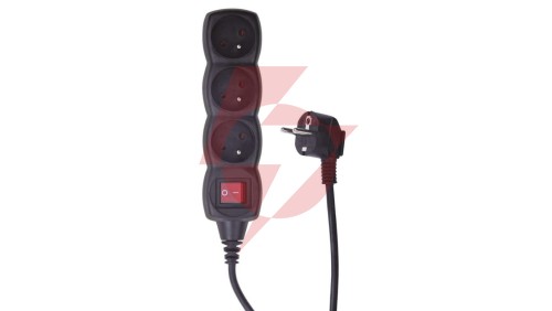 Przedłużacz z wyłącznikiem 3-gniazda z/u 5m /H05VV-F 3G1/ czarny PC1315