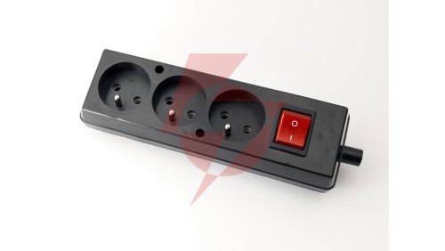 Gniazdo przenośne trzykrotne 16A 2P+Z 250V z wyłącznikiem czarne GN-370WS