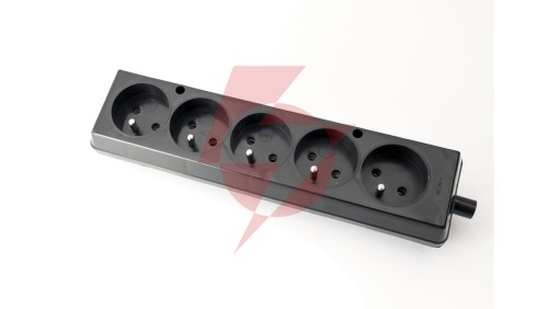 Gniazdo przenośne pięciokrotne 16A 2P+Z 250V czarne GN-570