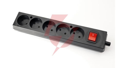Gniazdo przenośne pięciokrotne 16A 2P 250V z wyłącznikiem czarne GN-560WS