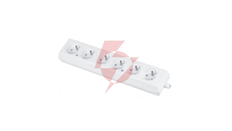 Gniazdo przenośne sześciokrotne 16A 2P+Z 250V białe GN-670