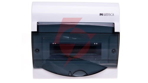 Rozdzielnica modułowa 1x8+2 n/t GREEN BOX RN 1/8+2 drzwi transparentne dymne N+PE IP40 2352-01