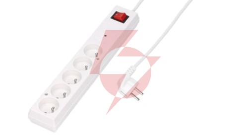 Listwa przeciwprzepięciowa PS-5PF z filtrem 5-gniazd z/u 10A 1,5m /OMY 3x1/ biała