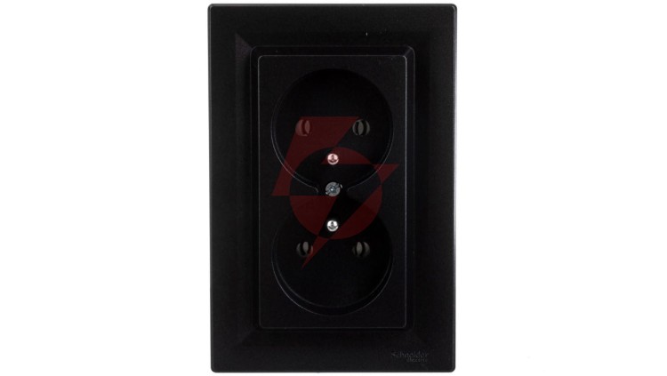 Gniazdo 2x2P+PE Asfora antracyt z ramką EPH9800271