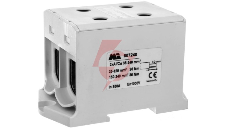 Złączka szynowa 2-torowa 35-240mm2 szara EURO multiOTL 240 2xAl/Cu 607240