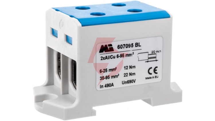 Złączka szynowa 2-torowa 6-95mm2 niebieska EURO multiOTL 95 2xAl/Cu 607095 BL