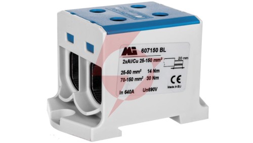 Złączka szynowa 2-torowa 35-150mm2 niebieska EURO multiOTL 150 2xAl/Cu 607150 BL