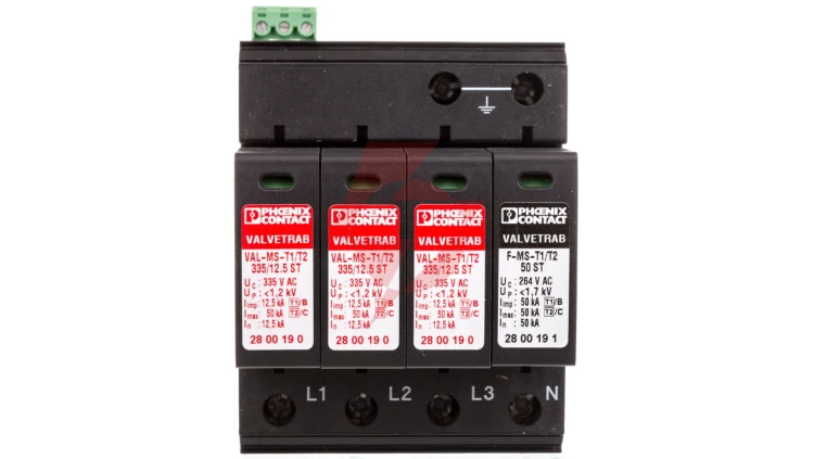 Ogranicznik przepięć Typ T1+T2 4P 12,5kA 1,2kV 335V VAL-MS-T1/T2 335/12.5/3+1-FM 2800183