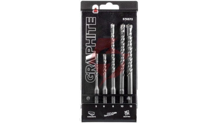Zestaw wierteł do betonu SDS+ quatro 5, 6 x 110 mm + 8, 10, 12 x 160mm /zestaw 5szt./ 57H572