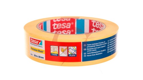 Taśma malarska profesjonalna precyzyjna ekstra cienki papier 5msc (100st C) 50m 30mm żółta 04334-00010-00
