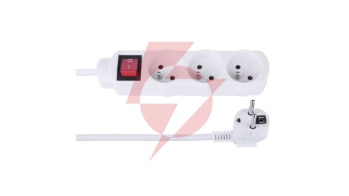Przedłużacz z wyłącznikiem 3-gniazda z/u 1,2m /H05VV-F 3G1/ biały P1311