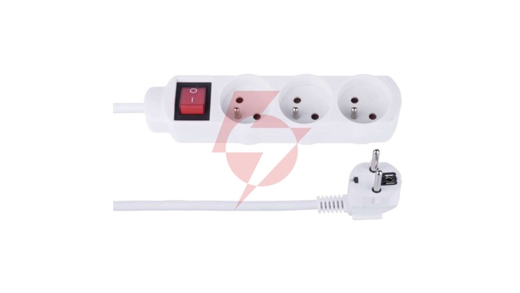 Przedłużacz z wyłącznikiem 3-gniazda z/u 1,2m /H05VV-F 3G1/ biały P1311