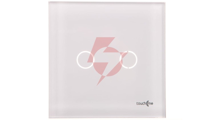 TouchMe Duży panel szklany, łącznik podwójny, biały TM702W