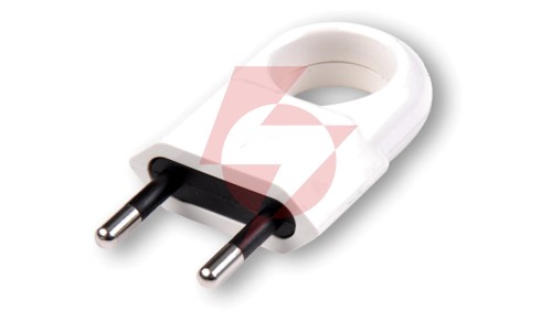 Wtyczka płaska z uchwytem b/u Euro 10A/250V biała D.3104